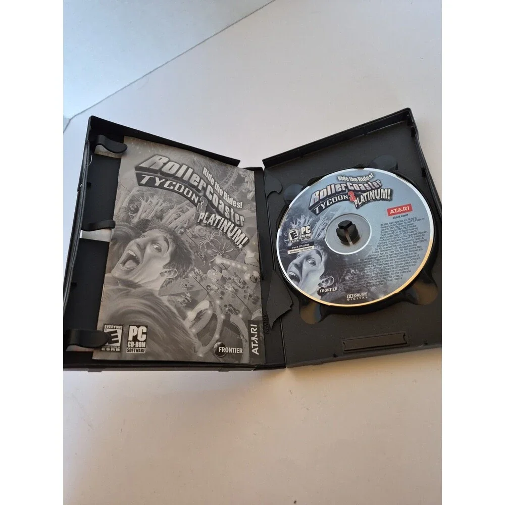 RollerCoasterTycoon3 Platinum PC Game Box Case Discs Atari Soaked Wild Expansion